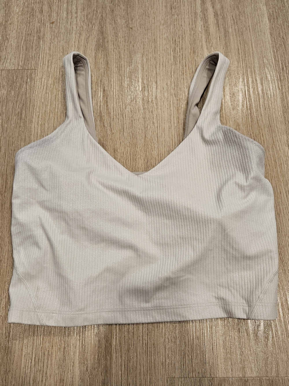 Lululemon Power Pivot Tank Top Ribbed Light Bone Beige Size 6 Crop Bra